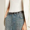Washed-Jeans für Damen mit durchgehenden Ösen