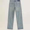 Washed-Jeans für Damen mit durchgehenden Ösen
