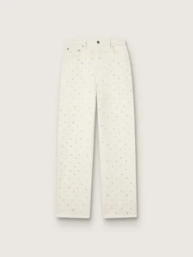 Weisse Damenjeans mit Perlen und Kristallen