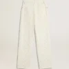 Weisse Damenjeans mit Perlen und Kristallen