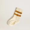 Weisse Kindersocken mit tabakfarbenen Streifen