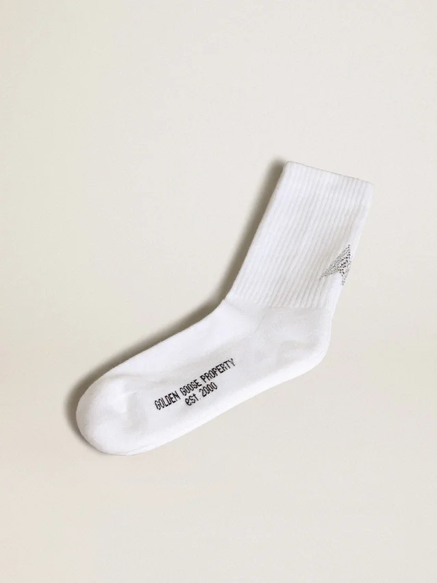 Weisse Socken mit Kristallstern auf der Rückseite
