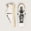 Weisse Super-Star-Damensneaker aus Leder mit glitzernder Fersenlasche