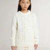Weisser Wollpullover für Mädchen mit Perlen