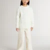 Weisser Wollpullover für Mädchen mit Perlen