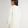 Weisser Wollpullover für Mädchen mit Perlen