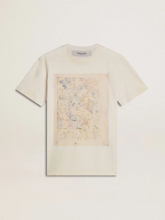 Weisses Damen-Hemd mit Blumenprint