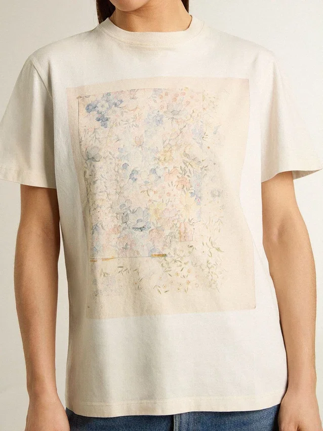 Weisses Damen-Hemd mit Blumenprint