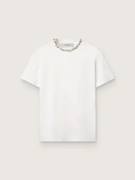 Weisses Damen-Hemd mit Cabochon-Kristallen