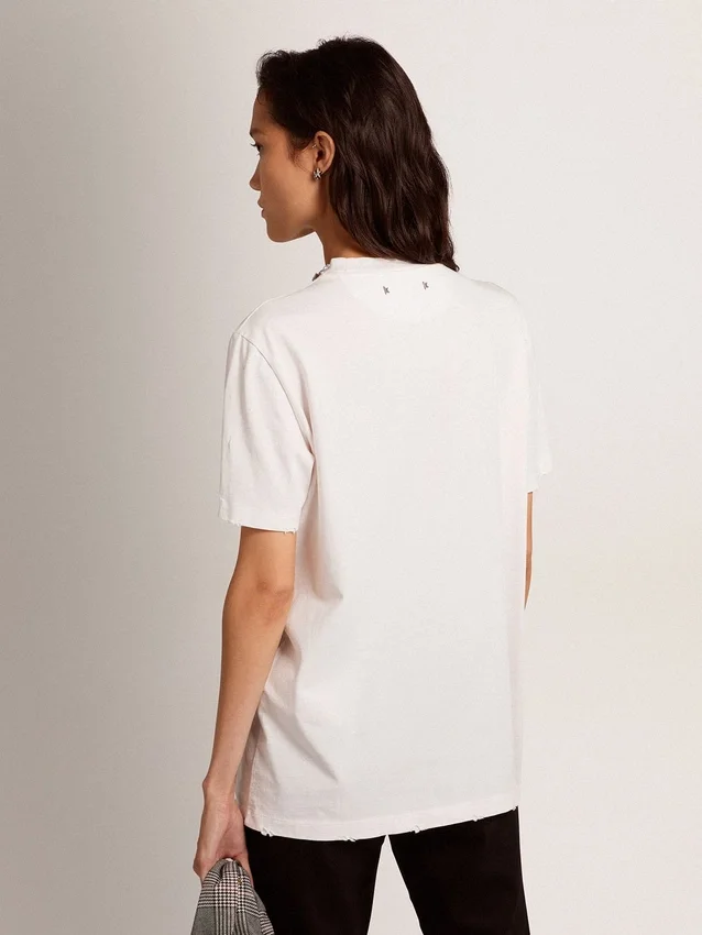Weisses Damen-Hemd mit Cabochon-Kristallen