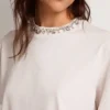 Weisses Damen-Hemd mit Cabochon-Kristallen