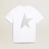 Weisses Damen-Hemd mit silbernem Glitzerlogo und Stern