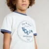 Weisses Hemd für Jungen mit blauem Aufdruck