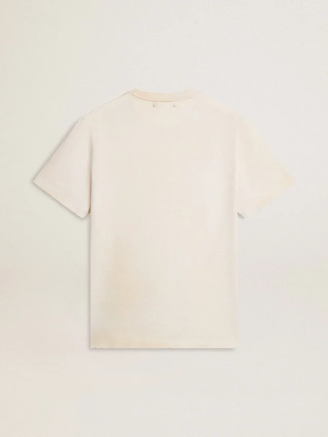 Weisses Herren-Hemd im Vintage-Look mit Aufdruck auf der Vorderseite