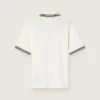 Weisses Herren-Polohemd aus Baumwolle mit durchbrochenem Jacquard-Muster