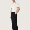 Weisses Herren-Polohemd aus Baumwolle mit durchbrochenem Jacquard-Muster