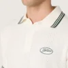 Weisses Herren-Polohemd aus Baumwolle mit durchbrochenem Jacquard-Muster
