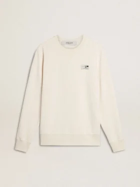 Weisses Herren-Sweatshirt aus Baumwolle mit Aufdruck auf der Rückseite