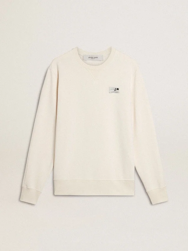 Weisses Herren-Sweatshirt aus Baumwolle mit Aufdruck auf der Rückseite