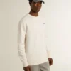 Weisses Herren-Sweatshirt aus Baumwolle mit Aufdruck auf der Rückseite