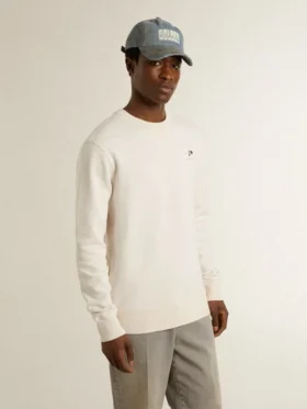 Weisses Herren-Sweatshirt aus Baumwolle mit Aufdruck auf der Rückseite