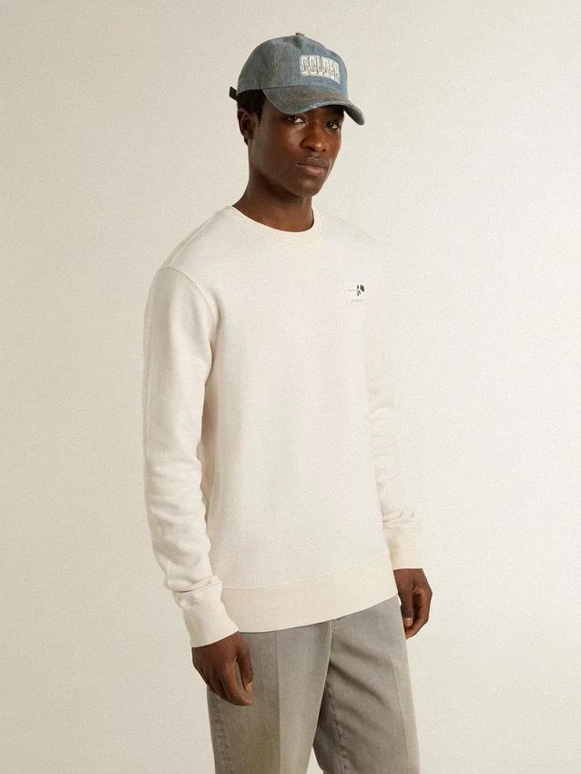 Weisses Herren-Sweatshirt aus Baumwolle mit Aufdruck auf der Rückseite