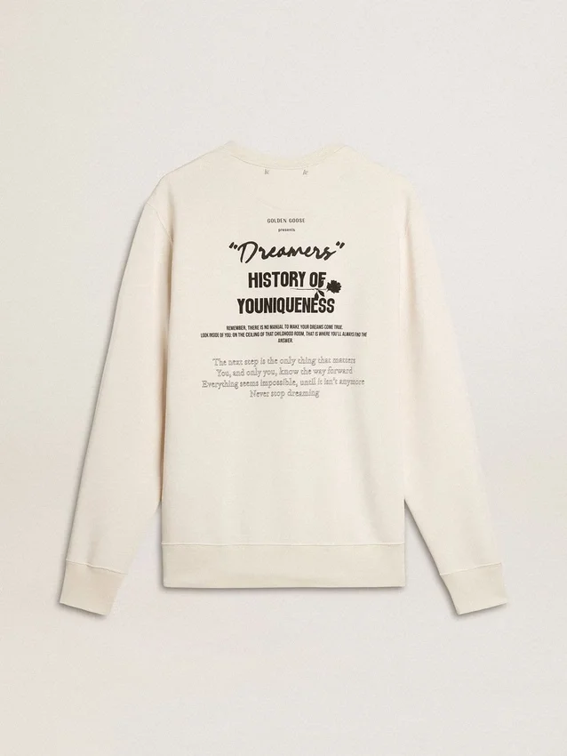 Weisses Herren-Sweatshirt aus Baumwolle mit Aufdruck auf der Rückseite