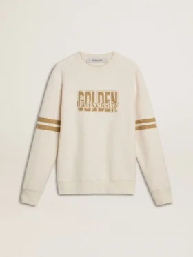 Weisses Herren-Sweatshirt aus Baumwolle mit Aufdruck auf der Vorderseite