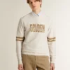 Weisses Herren-Sweatshirt aus Baumwolle mit Aufdruck auf der Vorderseite