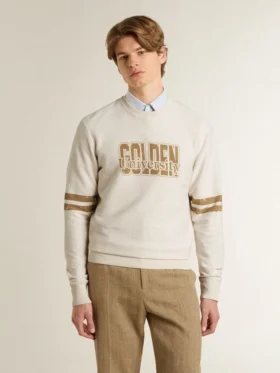 Weisses Herren-Sweatshirt aus Baumwolle mit Aufdruck auf der Vorderseite