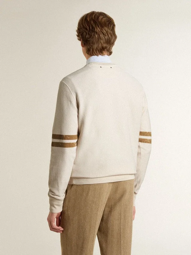 Weisses Herren-Sweatshirt aus Baumwolle mit Aufdruck auf der Vorderseite
