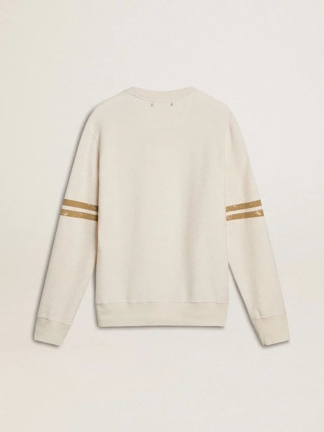 Weisses Herren-Sweatshirt aus Baumwolle mit Aufdruck auf der Vorderseite