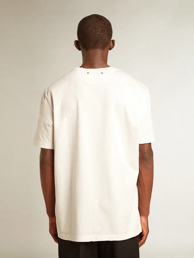 Weisses Herren-T-Shirt mit Used-Look