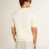 Weisses Jacquard-Strick-Polohemd für Herren