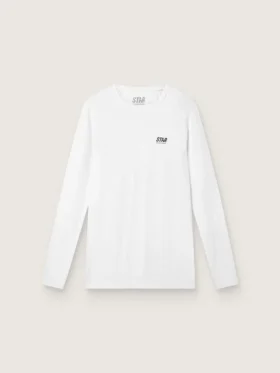 Weisses Langarm-Sportshirt für Herren