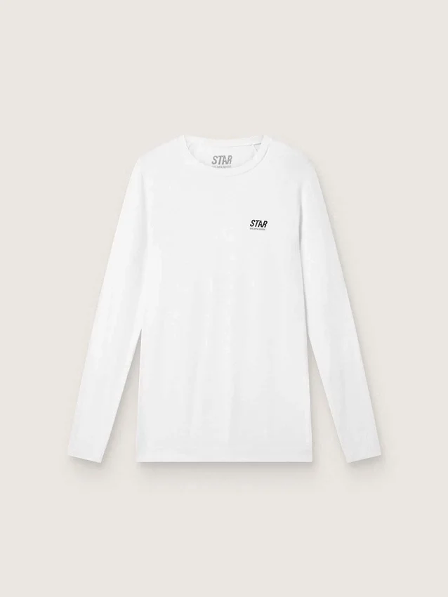 Weisses Langarm-Sportshirt für Herren