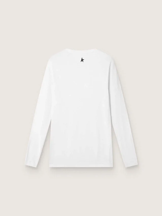 Weisses Langarm-Sportshirt für Herren