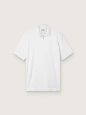 Weisses Sport-Polohemd für Herren mit Reissverschluss
