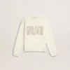 Weisses Sweatshirt für Mädchen mit mehrfarbigem goldenem Schriftzug auf der Vorderseite