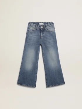 Weithose aus mittelblauem Bull-Denim