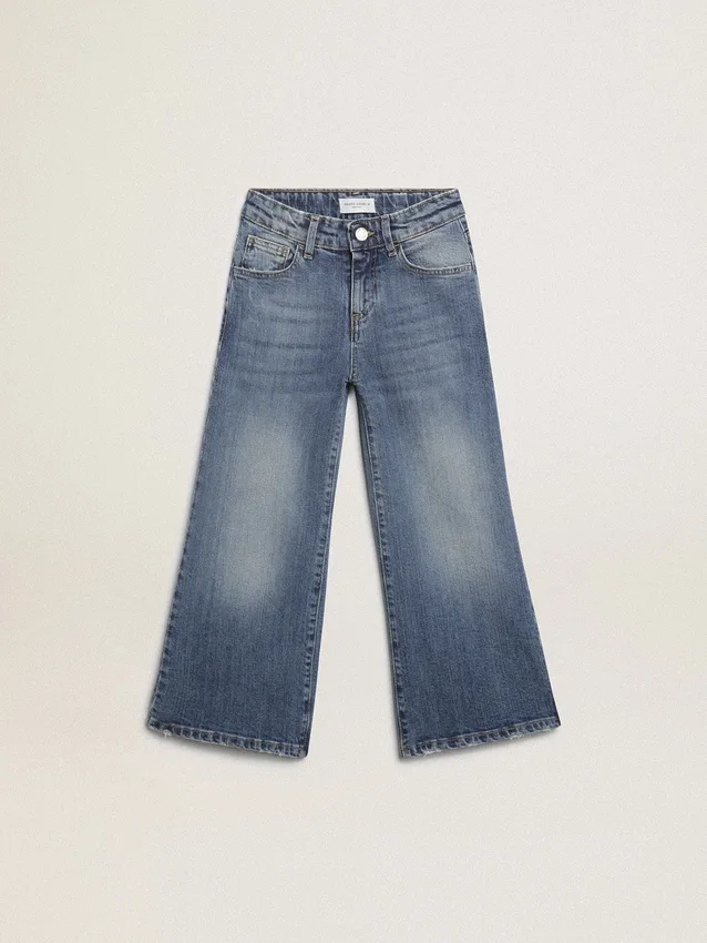 Weithose aus mittelblauem Bull-Denim