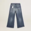 Weithose aus mittelblauem Bull-Denim