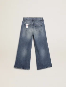 Weithose aus mittelblauem Bull-Denim