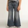 Weithose aus mittelblauem Bull-Denim