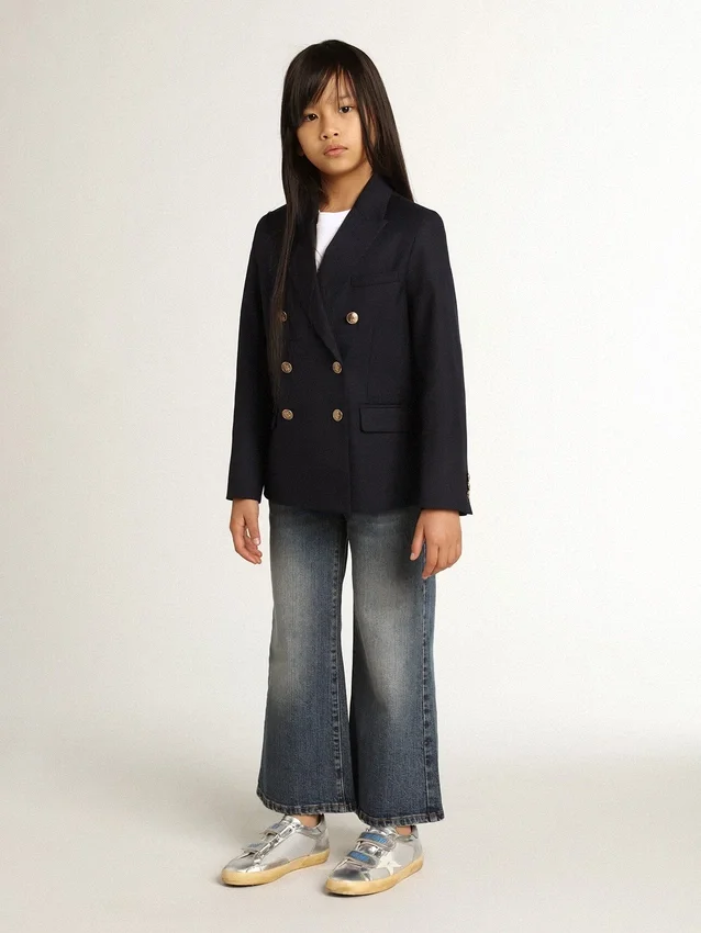 Weithose aus mittelblauem Bull-Denim