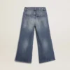 Weithose aus mittelblauem Bull-Denim