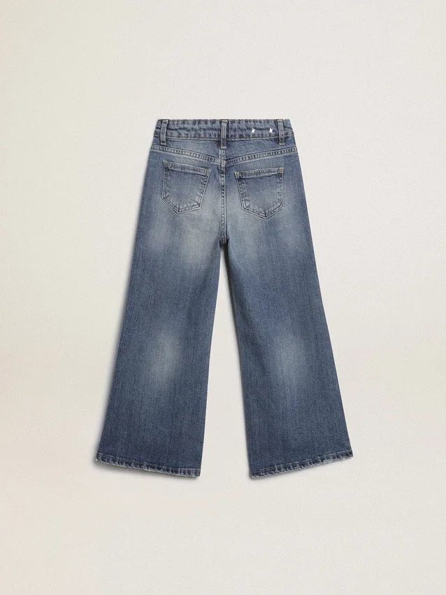 Weithose aus mittelblauem Bull-Denim