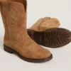 Wish Junior-Stiefel aus kamelfarbenem Wildleder mit Sternstickerei