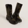 Wish Junior-Stiefel aus schwarzem Leder mit gelber Sternstickerei