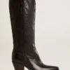 Wish Star-Damenstiefel aus schwarzem Leder mit Sternstickerei